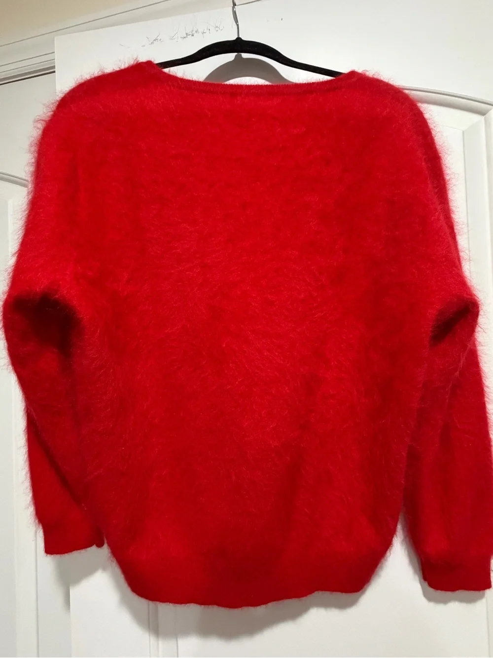 J.Crew Brushed Cashmere Oversized V-Neck Sweater – Cherry Red – XS